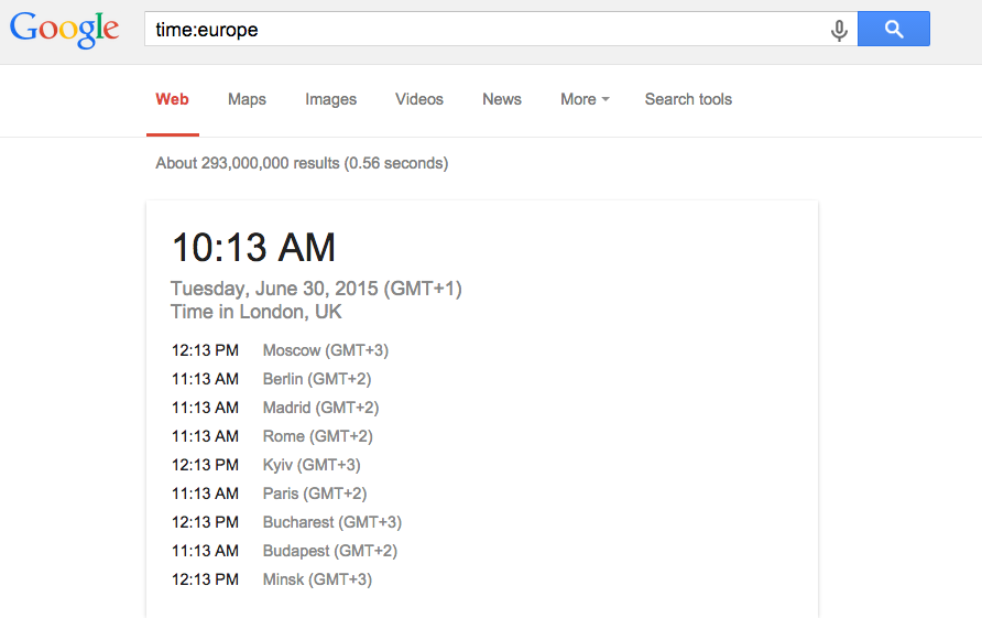 time:europe on Google Search