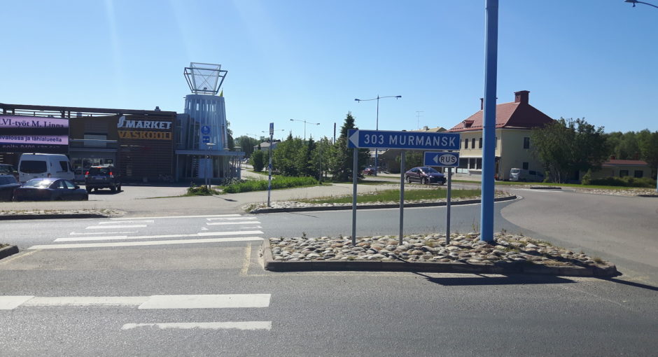 Road sign to Russia in Ivalo Finland