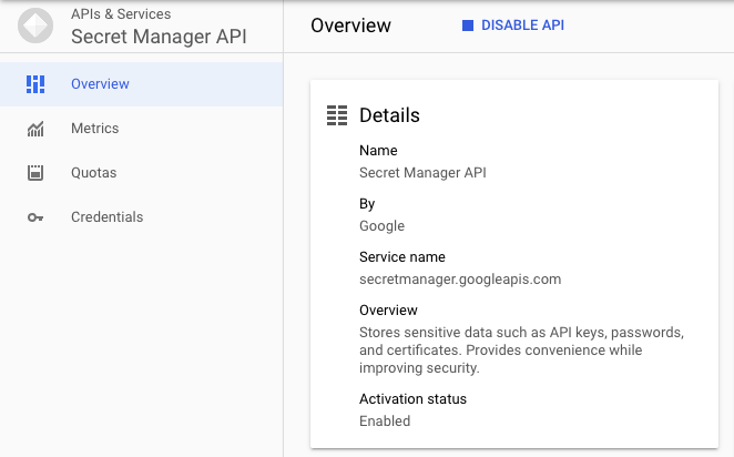 Secret Manager API